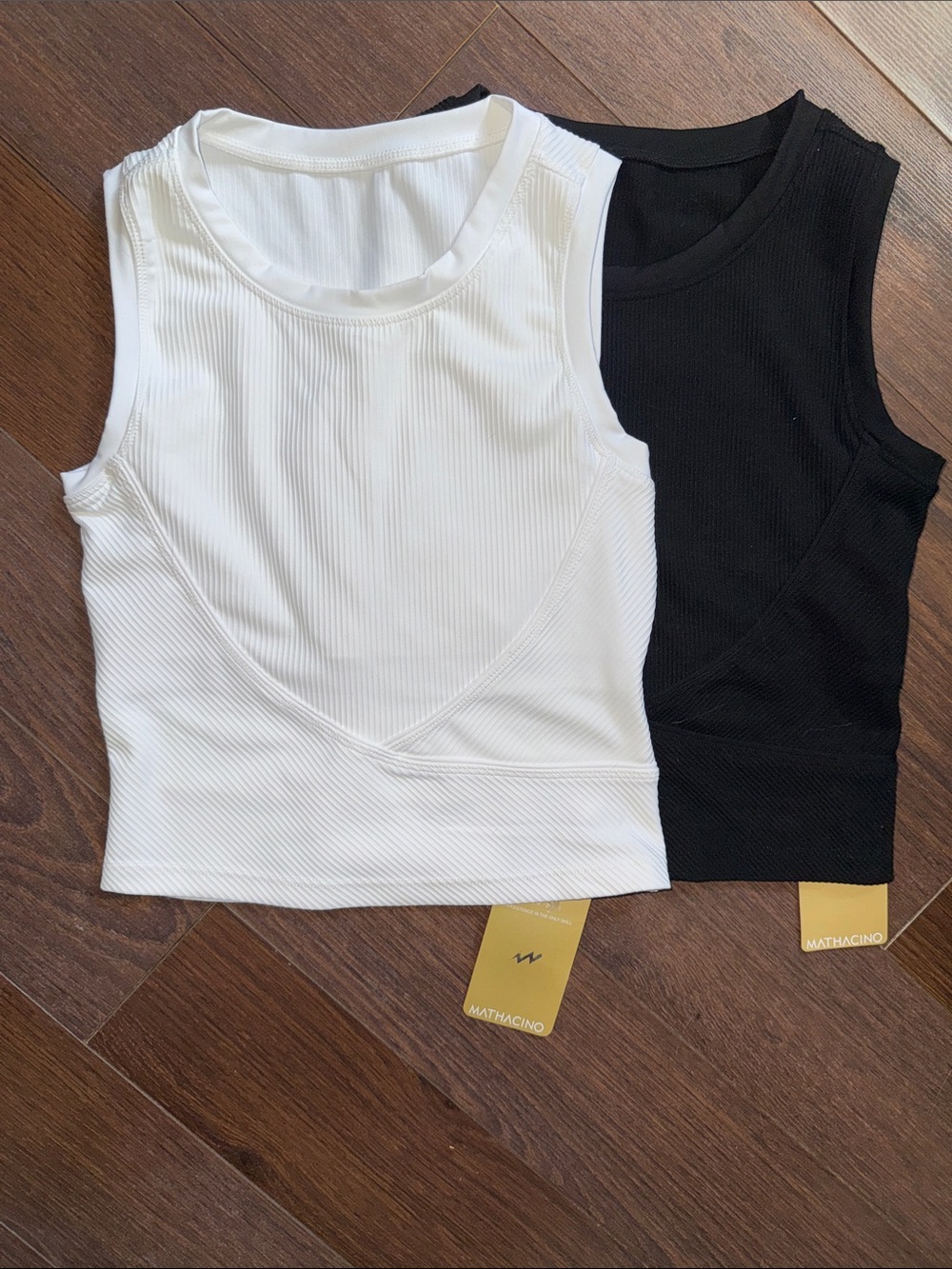NWT Cross-Front Ribbed Workout Tank Tops Bundle Black White Size S